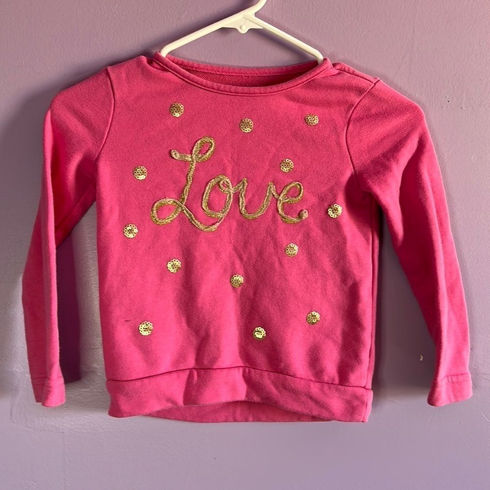 Sonoma Girls 5 Pink Sweatshirt Long Sleeve Gold Sequin Pullover